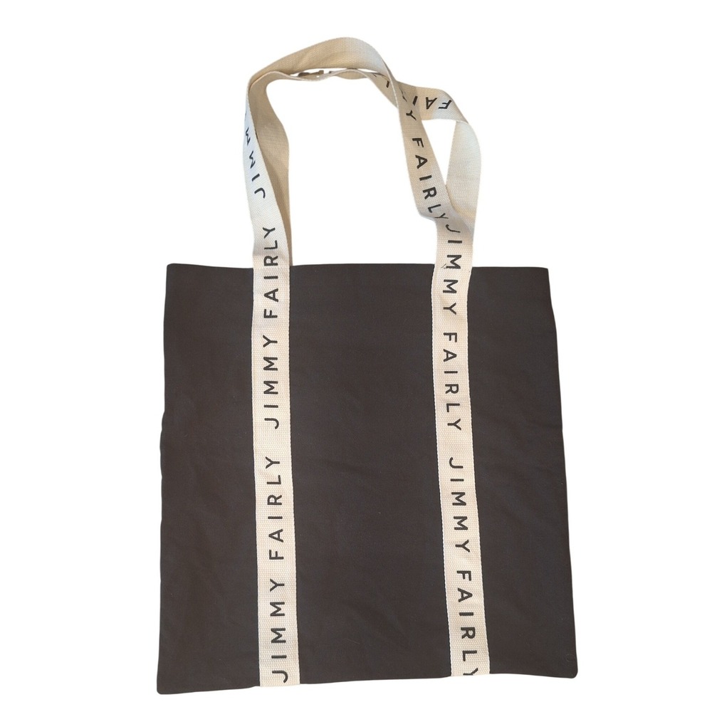 Jimmy Fairly Canvas Tote Bag Black Text Straps 18" x 17" Inside Pocket‎